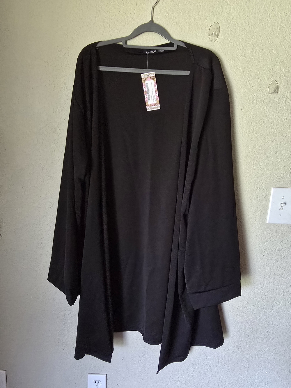 Boohoo Black Open-Front Draped Jacket